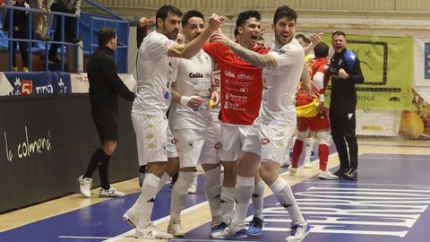 Euforia tras un gol de O Parrulo en A Malata. 