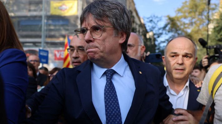 Puigdemont, seguido de Turull, el 8 de agosto en Barcelona.