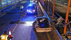 Accidente provocado esta semana por un conductor suicida en el puente de Rande