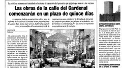 Una pgina de la edicin local de La Voz del 4 de enero de 1995 inform sobre el prximo inicio de las obras de reforma de la calle Cardenal