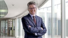 Padraic Ward en Santiago de Compostela. El CEO de la empresa biotecnológica más grande del mundo firmó en Galicia un acuerdo con el Sergas.