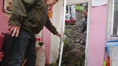 Derrumbe de un muro en Pontedeume