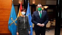 El presidente del Principado, Adri�n Barb�n y la ministra de Pol�tica Territorial y portavoz del Gobierno, Isabel Rodr�guez