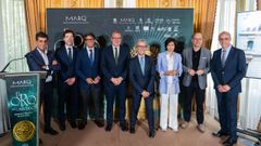 Representantes de las instituciones participantes en el proyecto, entre ellos, el director xeral de Cultura y la directora-gerente de la Cidade da Cultura -segundo y tercero por la derecha-, en la Casa de Am�rica en Madrid