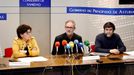 El director general de Salud P�blica, Rafael Cofi�o (c), junto a la gerente del Servicio de Salud del Principado de Asturias (Sespa), Concepci�n Saavedra (i), y al jefe del Servicio de Vigilancia Epidemiol�gica, Ismael Huerta (d),
