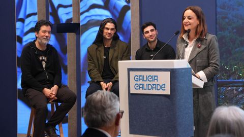 La presidenta de la Diputaci�n de Lugo, Carmela L�pez, Oliver Laxe, Marti�o Cabana y David Vilares, en la presentaci�n de la campa�a provincial en Fitur