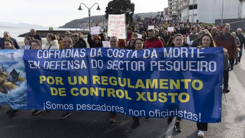 Manifestaci�n en Corcubi�n, el 19 de enero del 2026, por los nuevos controles a la pesca de bajura.