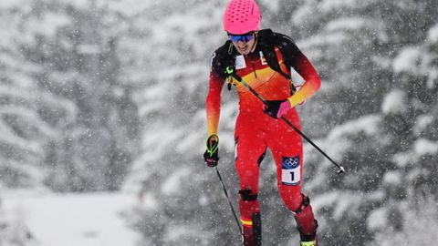 Otro momento de la competici�n de esprint de esqu� de monta�a que ha ganado el espa�ol Oriol Cardona