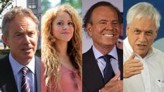 Tony Blair, Shakira, Julio Iglesias y Sebastin Piera, en imgenes de archivo