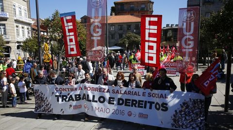 Manifestación central de UGT y Comisiones en Pontevedra