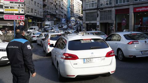 Huelga de taxis en Ourense.