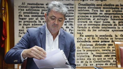 El empresario vasco Antxon Alonso, due�o de la empresa Servinabar, en su declaraci�n en la comisi�n del Senado que investiga los presuntos ama�os de contratos p�blicos del llamado caso Koldo.