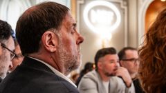 El presidente de ERC, Oriol Junqueras, y el portavoz de ERC en el Congreso, Gabriel Rufi�n, el pasado martes.