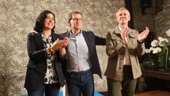 Feijoo en la comida del PP de Lugo con la candidata de la ciudad, Elena Candia, y con el presidente de la Xunta, Alfonso Rueda