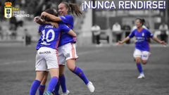 Real Oviedo Femenino playoff.Cartel del Real Oviedo Femenino para el encuentro de vuelta del playoff
