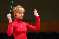 Isabel Rubio, la pasada semana ensayando con la Banda de Lal�n. 