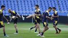 Los deportivistas, en el centro de la imagen Jaime, en un entrenamiento en Riazor