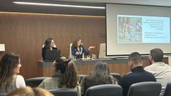 Aline Castro y Carmen Eir�, durante la ponencia en el Colexio da Avogac�a de Ourense