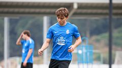 Lorenzo Amatucci, en su primer entrenamiento con el Deportivo