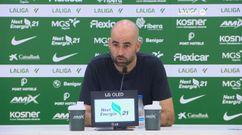 El entrenador del Celta, Claudio Gir�ldez, durante la rueda de prensa posterior al partido ante el Elche.
