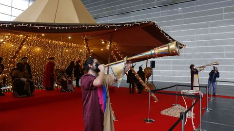 Los Reyes Magos en el recinto ferial en Pontevedra