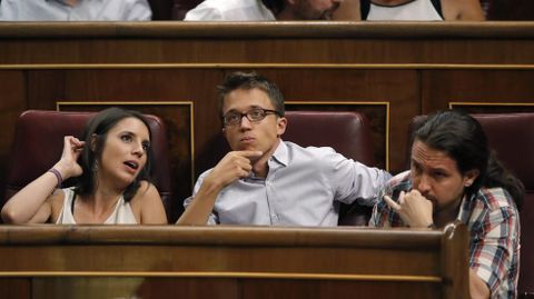 Irene Montero, Errej�n e Iglesias, de Podemos. 