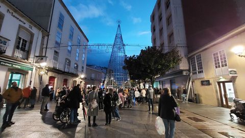 Numerosas personas se reunieron para asistir al acto inaugural del alumbrado navide�o, que se celebr� en el tramo peatonal de la calle Cardenal