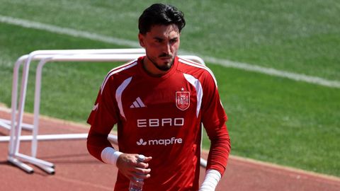 Leo Rom�n, durante un entrenamiento con la selecci�n espa�ola antes del Mundial.