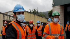 David Mario,  esquerda, nunha protesta do persoal de Vestas