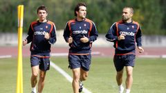 Aspas, L�pez Garai y Bustos, en un entrenamiento en Melga�o en el 2009