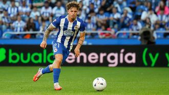 Mario Soriano, en un partido con el D�por