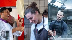 Mateo P�rez, Tania Garc�a y Xabier Pereira, tres cocineros que estudiaron en el Carlos Oroza de Pontevedra y ahora trabajan en el extranjero