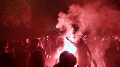 Las bengalas estuvieron presentes en la previa del Celta-PAOK.