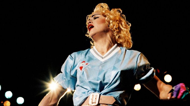 Madonna, coa camiseta do Celta, no seu concerto en Bala�dos no ver�n de 1990.