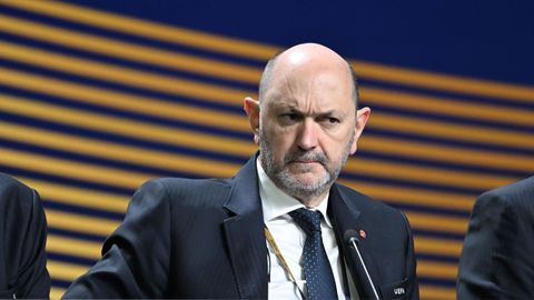 Rafael Louz&aacute;n, durante el 50&ordm; Congreso de la UEFA, celebrado el pasado febrero en Bruselas.