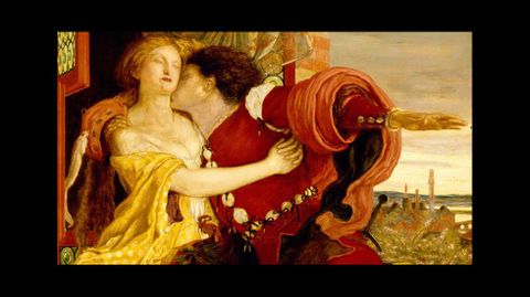 Despedida de Romeo y Julieta en el balc�n, por el pintor ingl�s Ford Madox Brown (1821-1893)