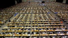 El recinto ferial de Silleda durante las oposiciones a celador del SERGAS celebradas el pasado domingo