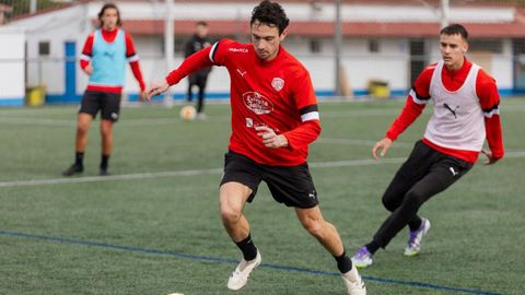 Borja S�nchez, este martes en su primer entrenamiento con el CD Lugo.