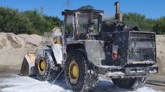 La excavadora qued� totalmente calcinada