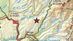 Localizaci�n del epicentro de este se�smo, en un mapa publicado en la p�gina web del Instituto Geol�gico Nacional (IGN)