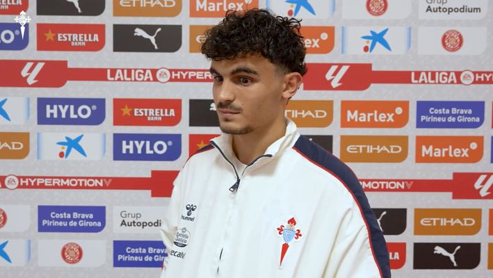 El jugador del Celta Fortuna Stefan Bajcetic, tras su debut ante el Girona.
