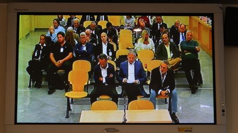 Vista de la sala de la Audiencia Nacional desde un monitor