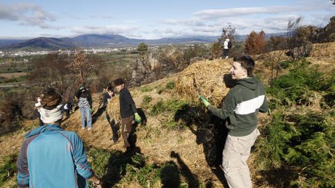 Alumnos de Vern y Xinzo participaron en la salida al monte.