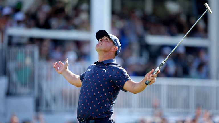 Gary Woodland celebra su triunfo en el torneo de Houston del PGA Tour.
