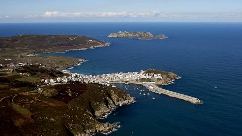 Malpica, y al fondo, As Sisargas. Este archipi�lago es uno de los grandes para�sos para las gaviotas, muy abundantes.