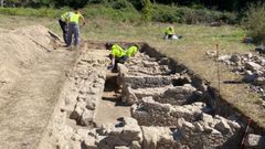 Muros desenterrados del antiguo almac�n de cereales descubierto en las excavaciones arqueol�gicas de Proendos