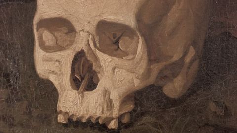 El presunto cr�neo de Goya pintado por Dionisio Fierros