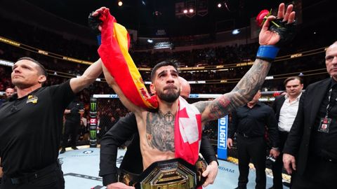 Ilia Topuria.Ilia Topuria, tras imponerse por el ttulo de la UFC aVolkanovski