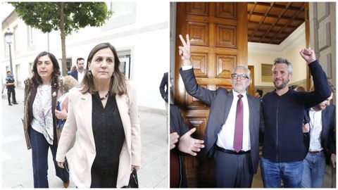 Elena Candia y Mar&iacute;a Reigosa salieron del pleno por la puerta de atr&aacute;s para evitar incidentes, mientras que Miguel Fern&aacute;ndez y Rub&eacute;n Arroxo se dieron un ba&ntilde;o de masas en la entrada principal