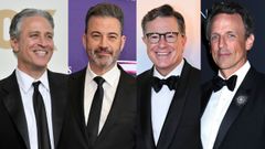 Jon Stewart, Jimmy Kimmel, Stephen Colbert y Seth Meyers